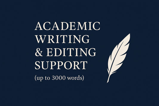 Academic Writing & Editing Support - Navy with Feather (Readable)